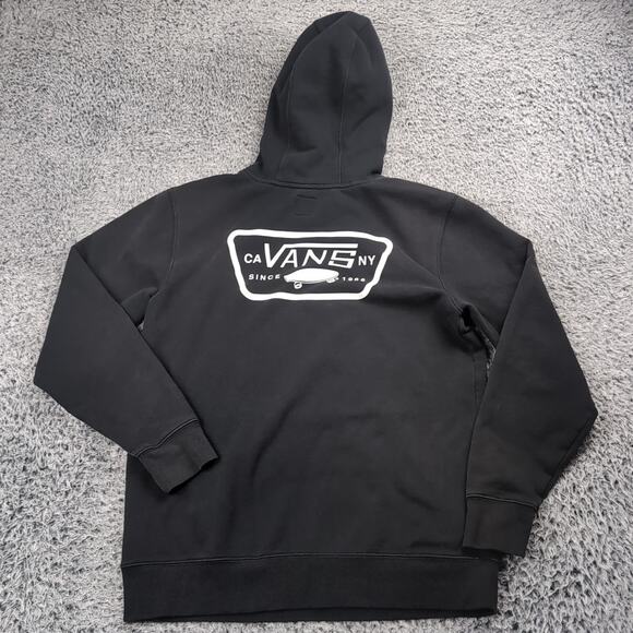 Vans Hoodie Men Small Black Pullover Graphic Sweatshirt Fleece Skater Street - Picture 5 of 6